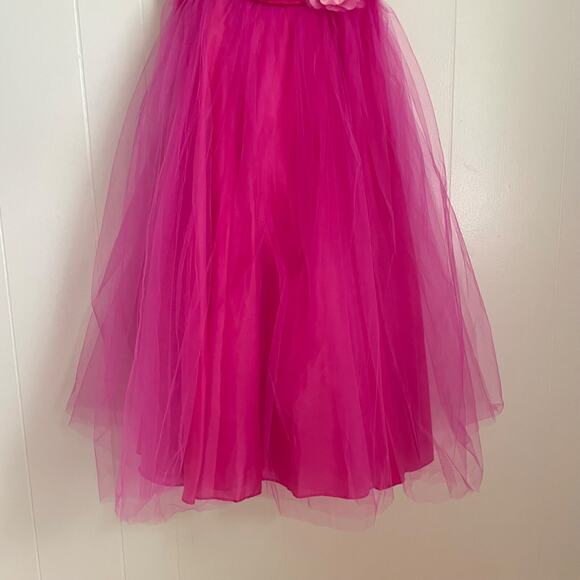 Girls Hot Pink Tulle Party Dress Sz 12 Flower Girl Prom Pageant Formal Princess - Picture 4 of 11